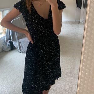 cute low cut black and white polka dot dress
